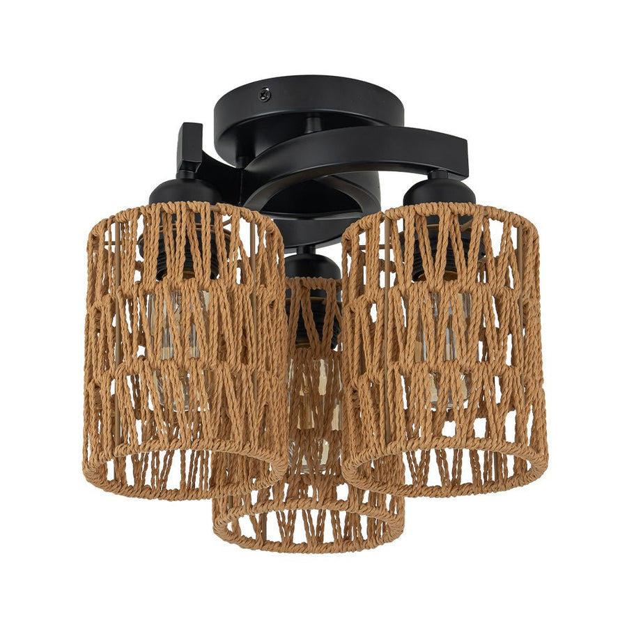 Rustic Rope Bulbs Rustic Farmhouse Woven Rope Shade Semi Flush Mount | Farmhouze Light