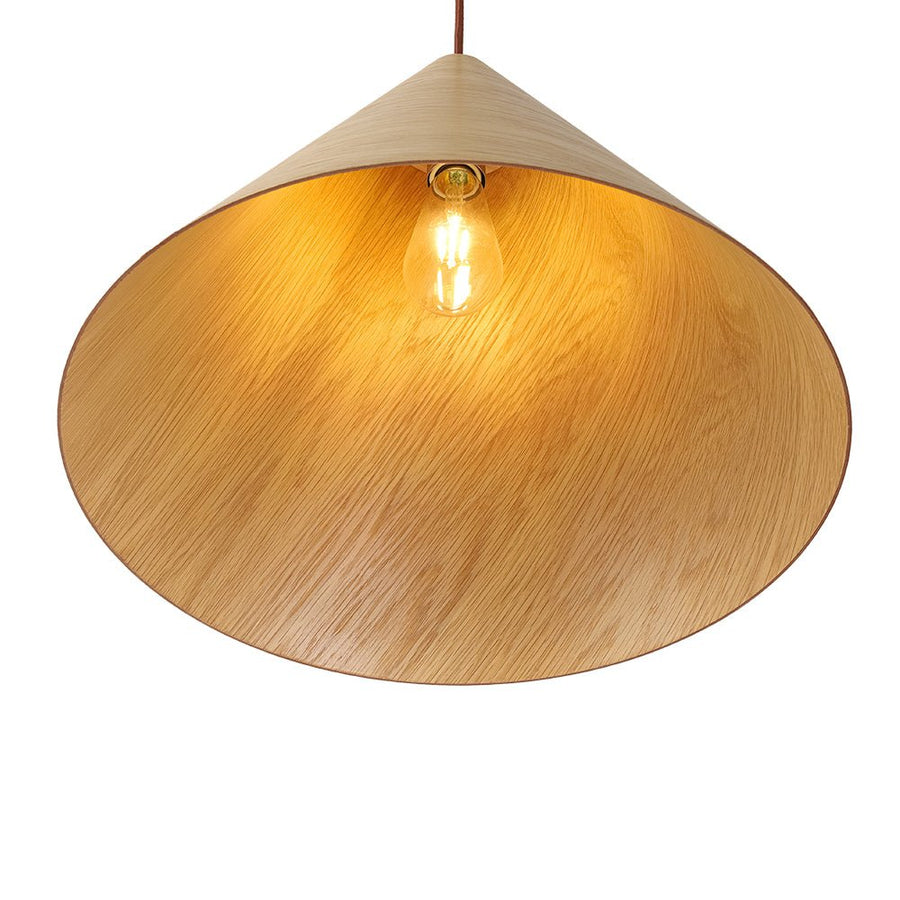 Farmhouze Light - Rustic Single Wood Style Wide Conical Pendant Light - Pendant - Oak - 