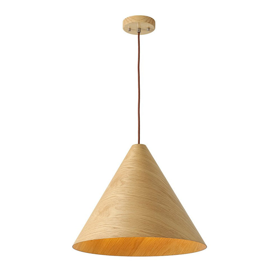 Farmhouze Light - Rustic Single Wood Style Wide Conical Pendant Light - Pendant - Oak - 