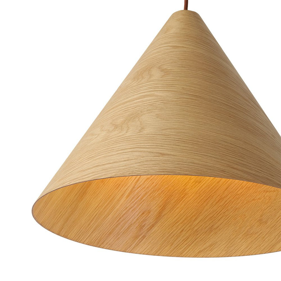 Farmhouze Light - Rustic Single Wood Style Wide Conical Pendant Light - Pendant - Oak - 