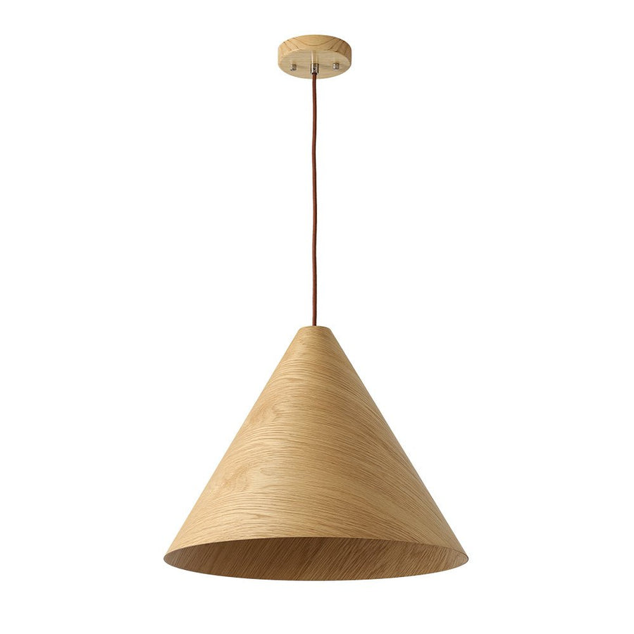 Farmhouze Light - Rustic Single Wood Style Wide Conical Pendant Light - Pendant - Oak - 