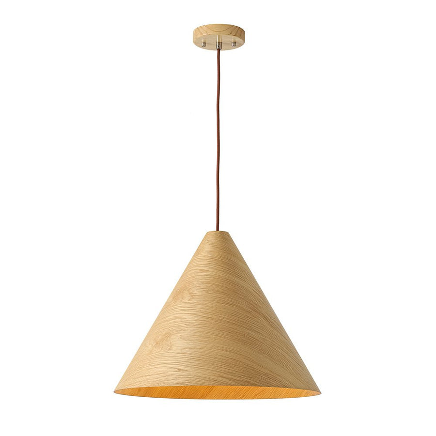 Farmhouze Light - Rustic Single Wood Style Wide Conical Pendant Light - Pendant - Oak - 