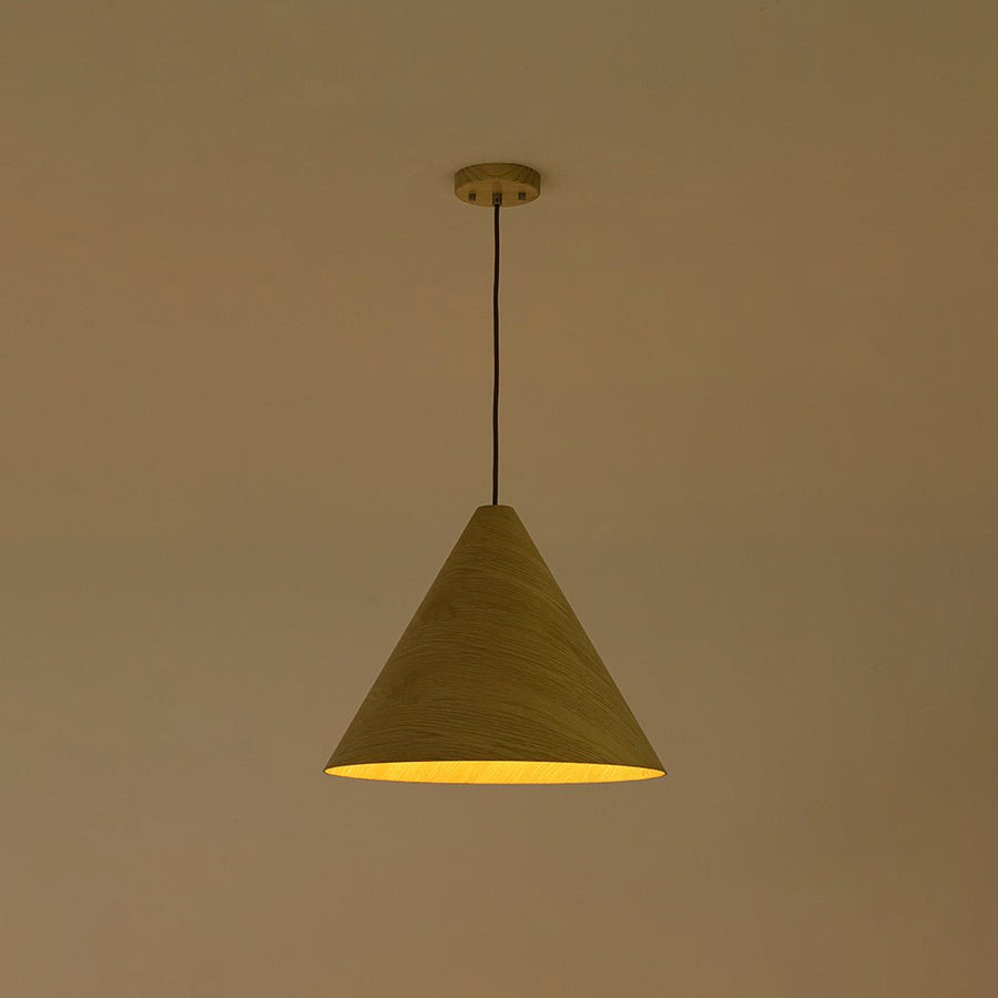 Farmhouze Light - Rustic Single Wood Style Wide Conical Pendant Light - Pendant - Oak - 