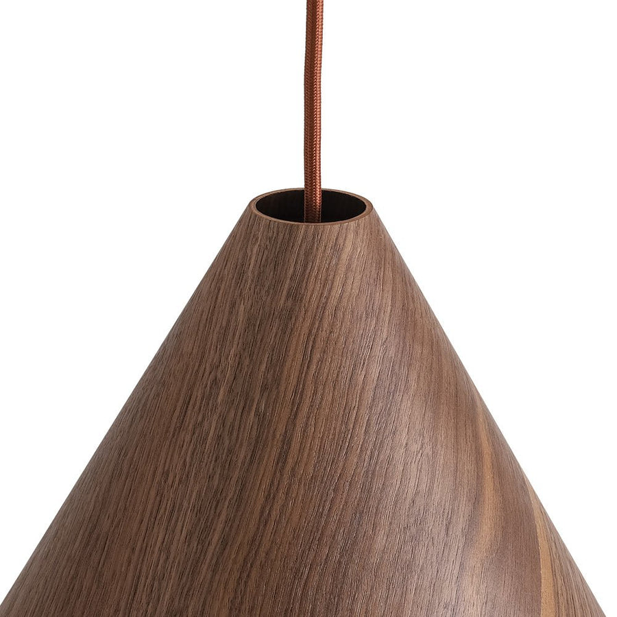 Farmhouze Light - Rustic Single Wood Style Wide Conical Pendant Light - Pendant - Walnut - 