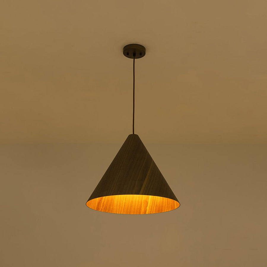 Farmhouze Light - Rustic Single Wood Style Wide Conical Pendant Light - Pendant - Walnut - 