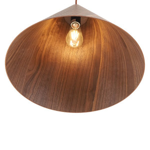 Farmhouze Light - Rustic Single Wood Style Wide Conical Pendant Light - Pendant - Walnut - 