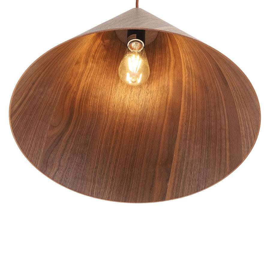 Farmhouze Light - Rustic Single Wood Style Wide Conical Pendant Light - Pendant - Walnut - 