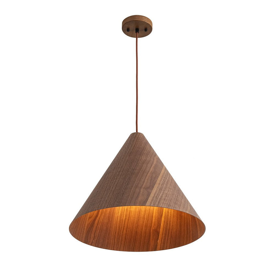 Farmhouze Light - Rustic Single Wood Style Wide Conical Pendant Light - Pendant - Walnut - 