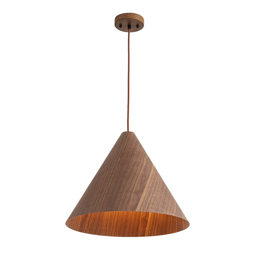Farmhouze Light - Rustic Single Wood Style Wide Conical Pendant Light - Pendant - Walnut - 