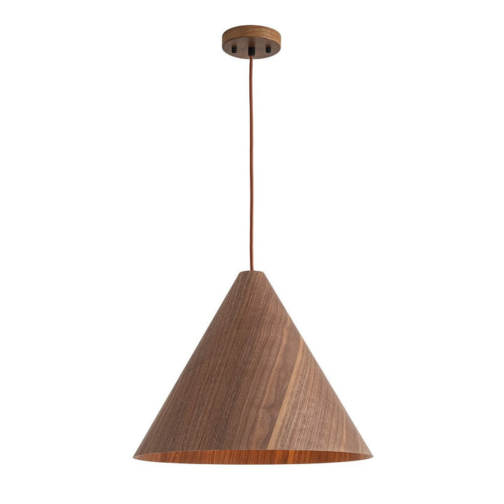 Farmhouze Light - Rustic Single Wood Style Wide Conical Pendant Light - Pendant - Walnut - 