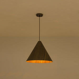 Farmhouze Light - Rustic Single Wood Style Wide Conical Pendant Light - Pendant - Walnut - 