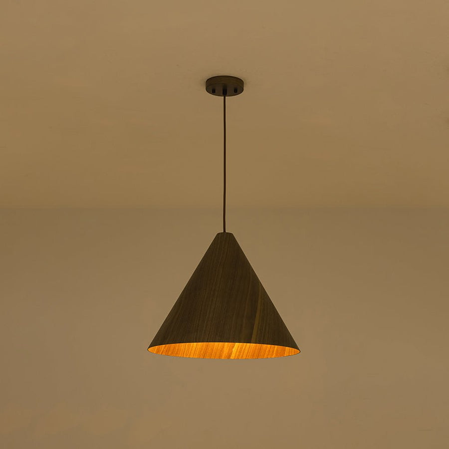 Farmhouze Light - Rustic Single Wood Style Wide Conical Pendant Light - Pendant - Walnut - 