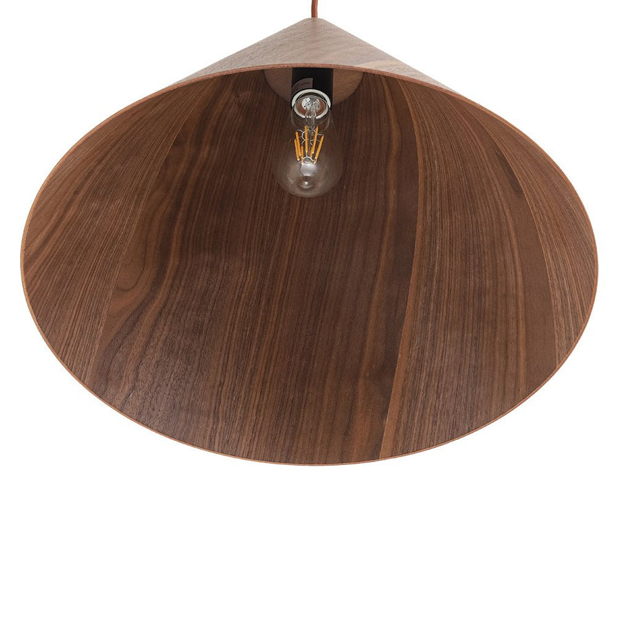 Farmhouze Light - Rustic Single Wood Style Wide Conical Pendant Light - Pendant - Walnut - 