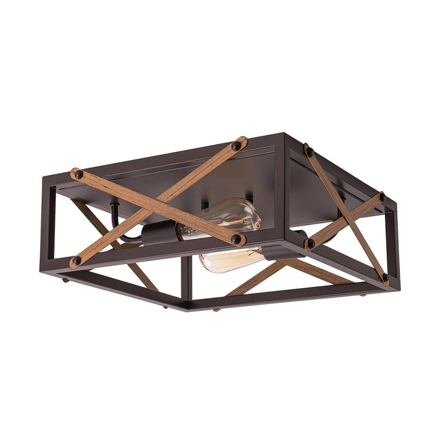 Farmhouze Light - Rustic Square Cage Flush Mount Ceiling Light Vintage - Ceiling Light - 2 - Light - 