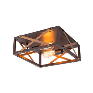 Farmhouze Light - Rustic Square Cage Flush Mount Ceiling Light Vintage - Ceiling Light - 2 - Light - 