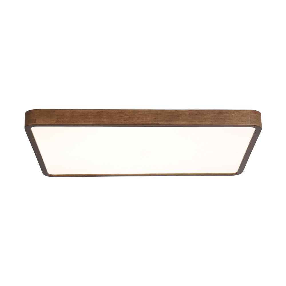 Rustic Walnut Wood Dimmable LED Rectangle Flush Mount Farmhouze Light