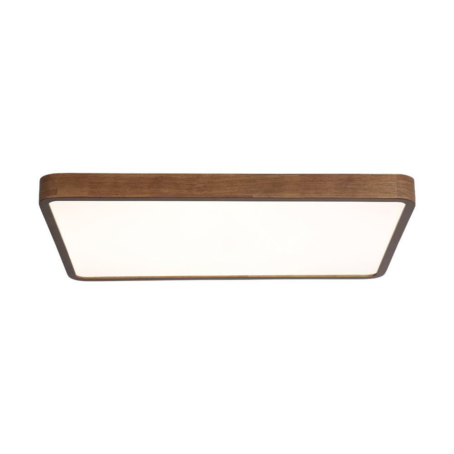 Rustic Walnut Wood Dimmable LED Rectangle Flush Mount Farmhouze Light