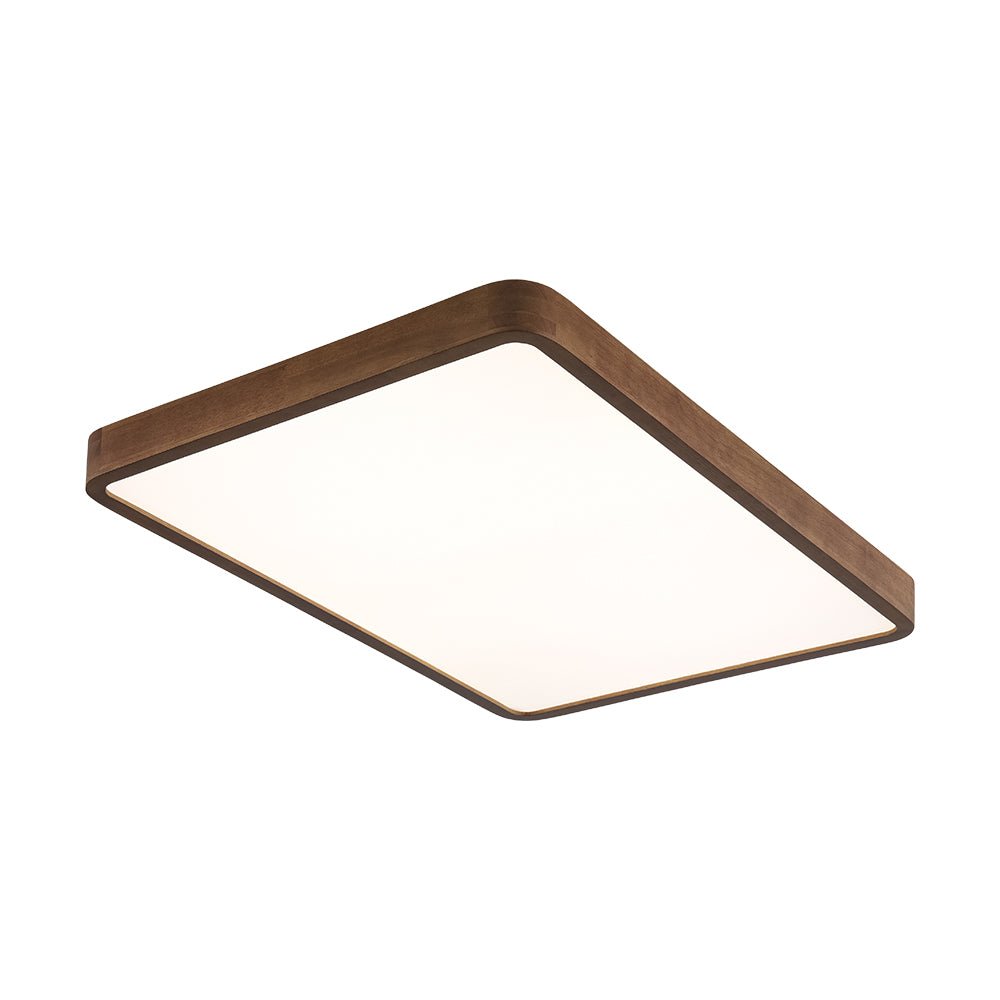 Rustic Walnut Wood Dimmable LED Rectangle Flush Mount Farmhouze Light