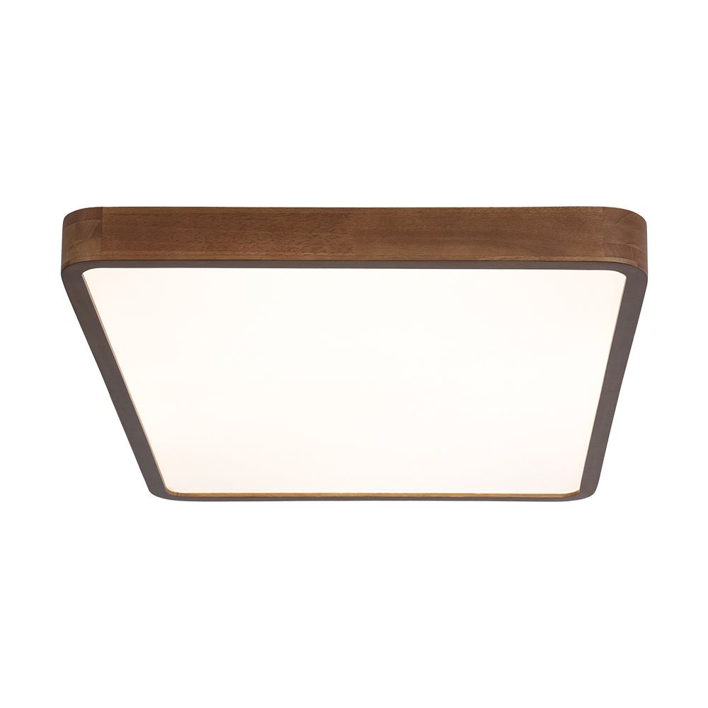 Rustic Walnut Wood Dimmable LED Rectangle Flush Mount Farmhouze Light