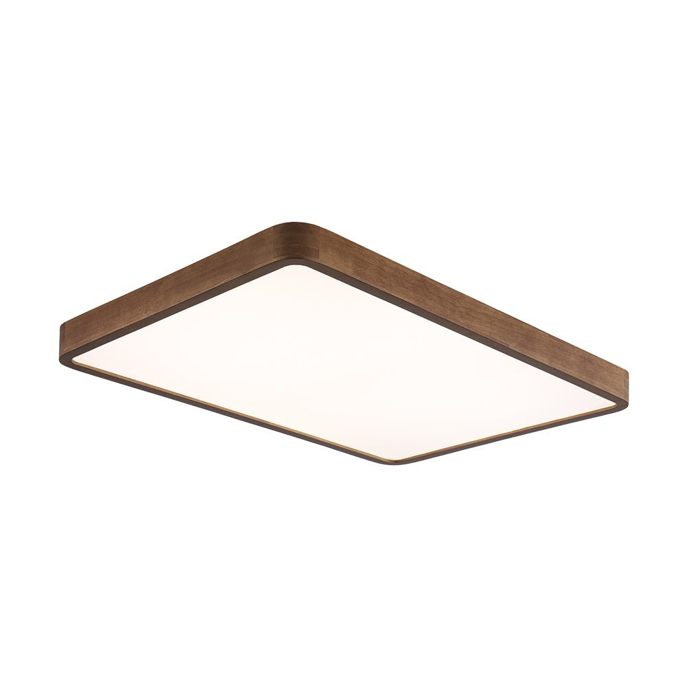 Rustic Walnut Wood Dimmable LED Rectangle Flush Mount Farmhouze Light