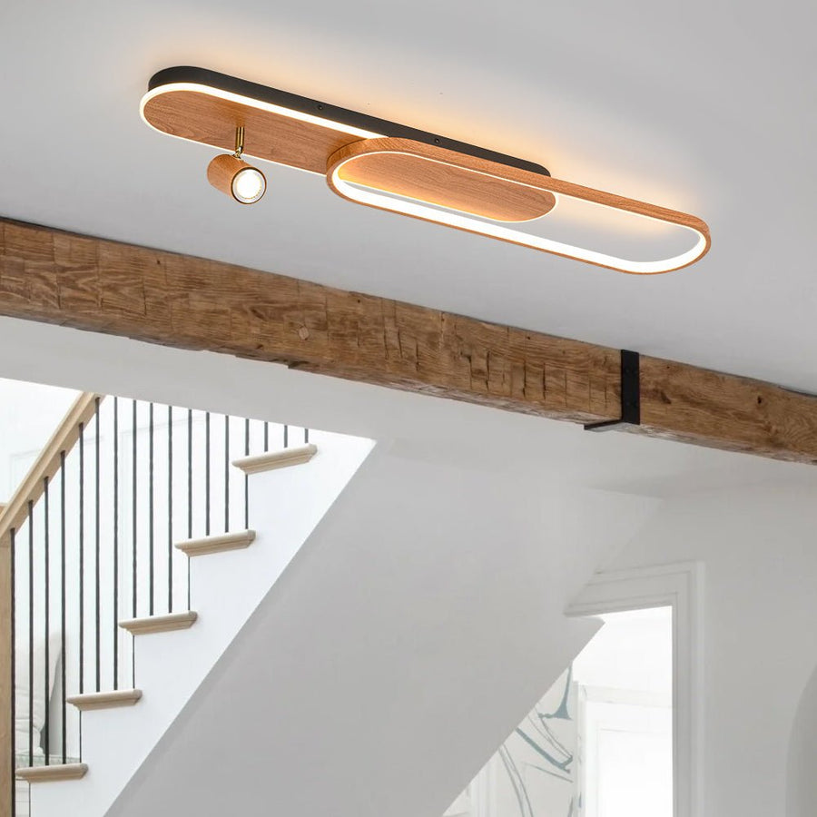 Rustic Wood Spotlight Dimmable LED Linear Semi Flush | Farmhouze Light