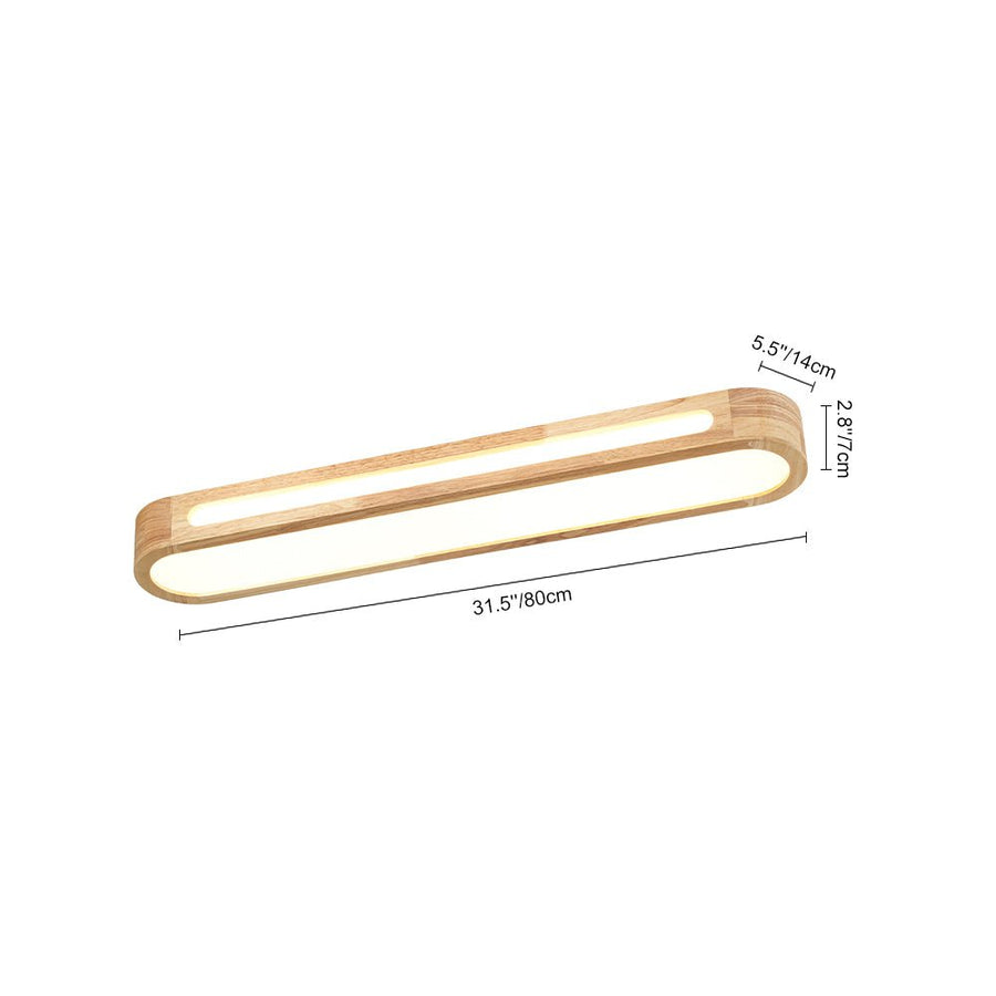 Farmhouze Light - Rustic Wooden Dimmable LED Long Oval Ceiling Light - Ceiling Light - 3000K Warm White - 