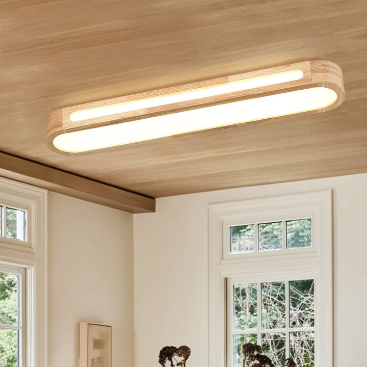 Farmhouze Light - Rustic Wooden Dimmable LED Long Oval Ceiling Light - Ceiling Light - 3000K Warm White - 