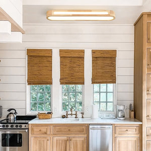 Farmhouze Light - Rustic Wooden Dimmable LED Long Oval Ceiling Light - Ceiling Light - 3000K Warm White - 