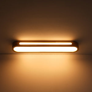 Farmhouze Light - Rustic Wooden Dimmable LED Long Oval Ceiling Light - Ceiling Light - 3000K Warm White - 