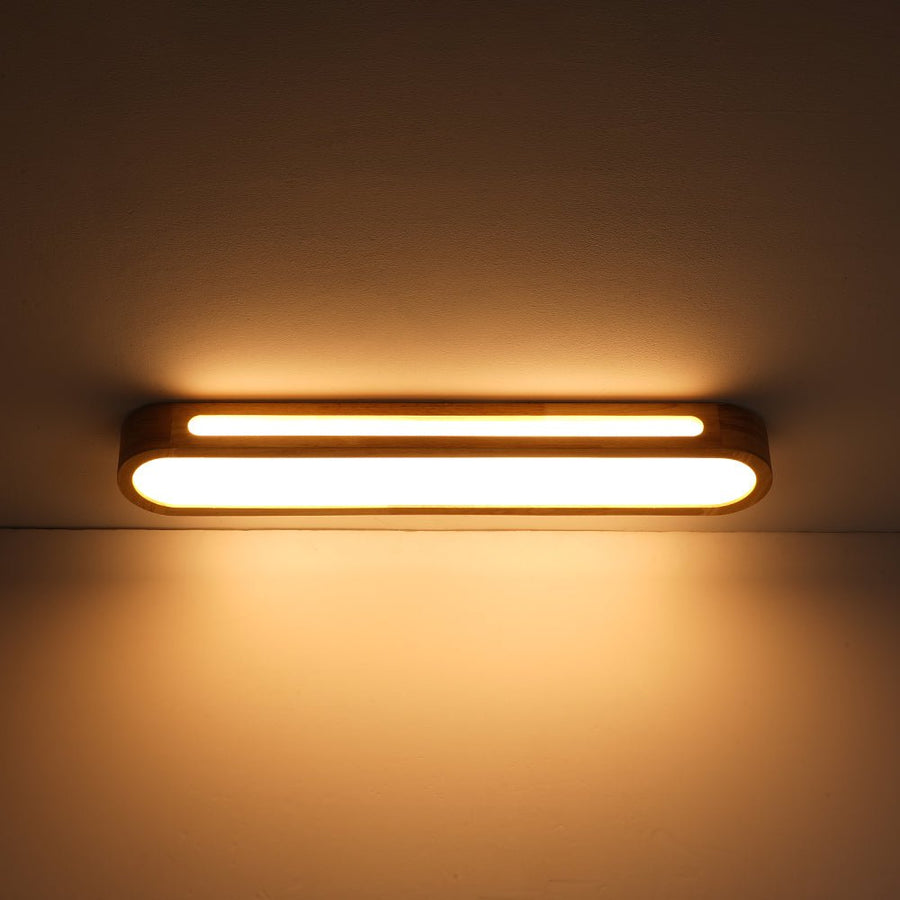 Farmhouze Light - Rustic Wooden Dimmable LED Long Oval Ceiling Light - Ceiling Light - 3000K Warm White - 