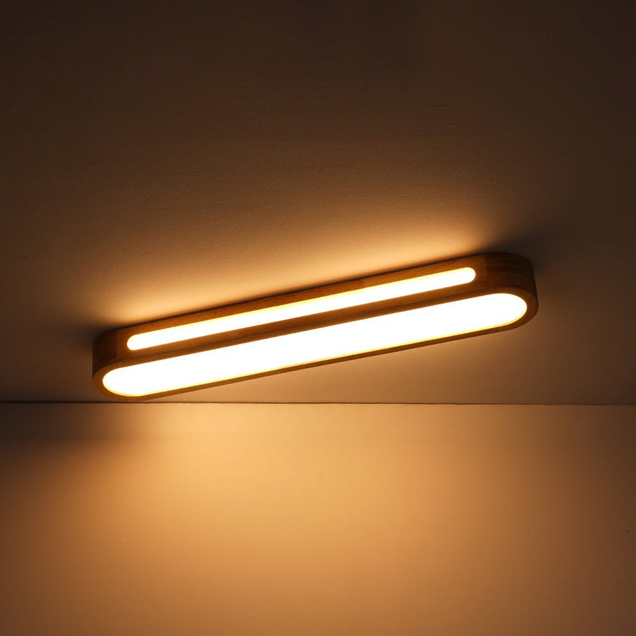 Farmhouze Light - Rustic Wooden Dimmable LED Long Oval Ceiling Light - Ceiling Light - 3000K Warm White - 