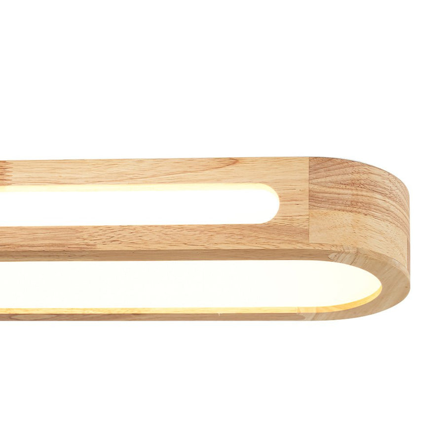 Farmhouze Light - Rustic Wooden Dimmable LED Long Oval Ceiling Light - Ceiling Light - 3000K Warm White - 