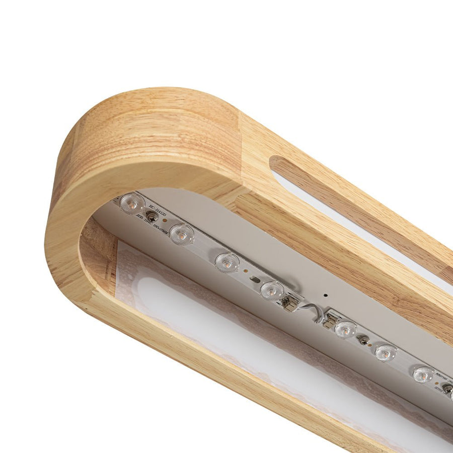 Farmhouze Light - Rustic Wooden Dimmable LED Long Oval Ceiling Light - Ceiling Light - 3000K Warm White - 