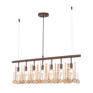 Farmhouze Light - Rusty Glam Amber Crystal Linear Island Chandelier - Chandelier - 7 Bulbs - 