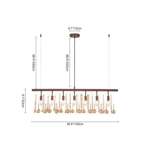 Farmhouze Light - Rusty Glam Amber Crystal Linear Island Chandelier - Chandelier - 7 Bulbs - 