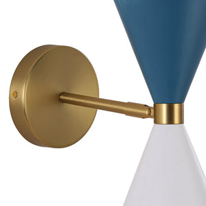 Farmhouze Light - Scandinavian 2 - Light Double Cone Vanity Wall Light - Wall Sconce - Blue + White - 