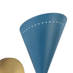 Farmhouze Light - Scandinavian 2 - Light Double Cone Vanity Wall Light - Wall Sconce - Blue + White - 