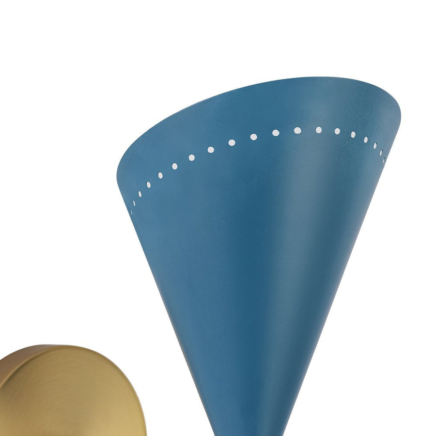 Farmhouze Light - Scandinavian 2 - Light Double Cone Vanity Wall Light - Wall Sconce - Blue + White - 
