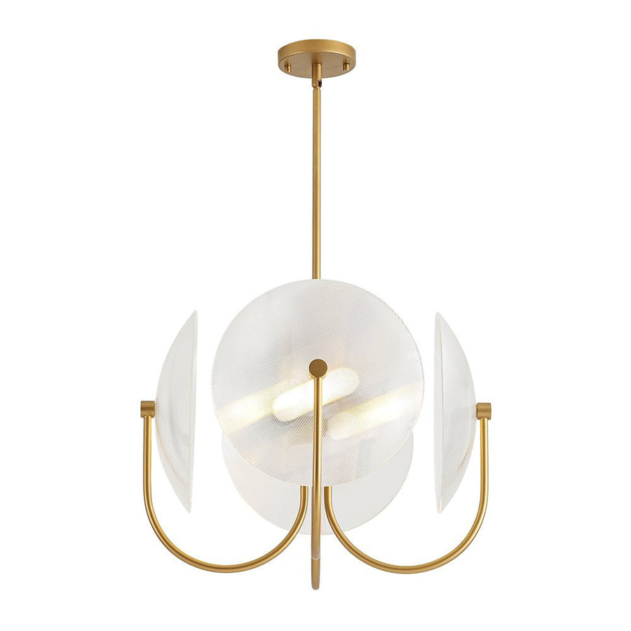 Farmhouze Light - Scandinavian 4 - Light Milky Glass Saucer Sputnik Chandelier - Chandelier - Ribbed Glass - 