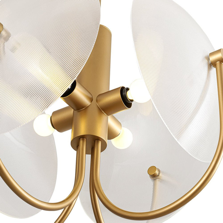 Farmhouze Light - Scandinavian 4 - Light Milky Glass Saucer Sputnik Chandelier - Chandelier - Ribbed Glass - 