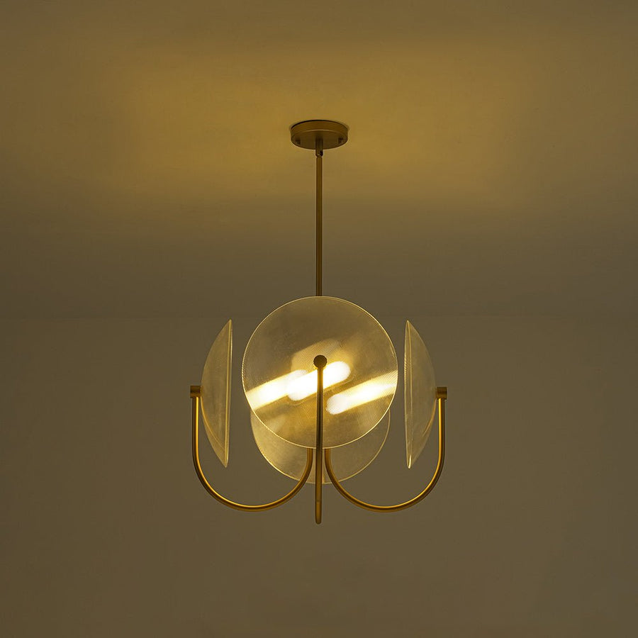 Farmhouze Light - Scandinavian 4 - Light Milky Glass Saucer Sputnik Chandelier - Chandelier - Ribbed Glass - 