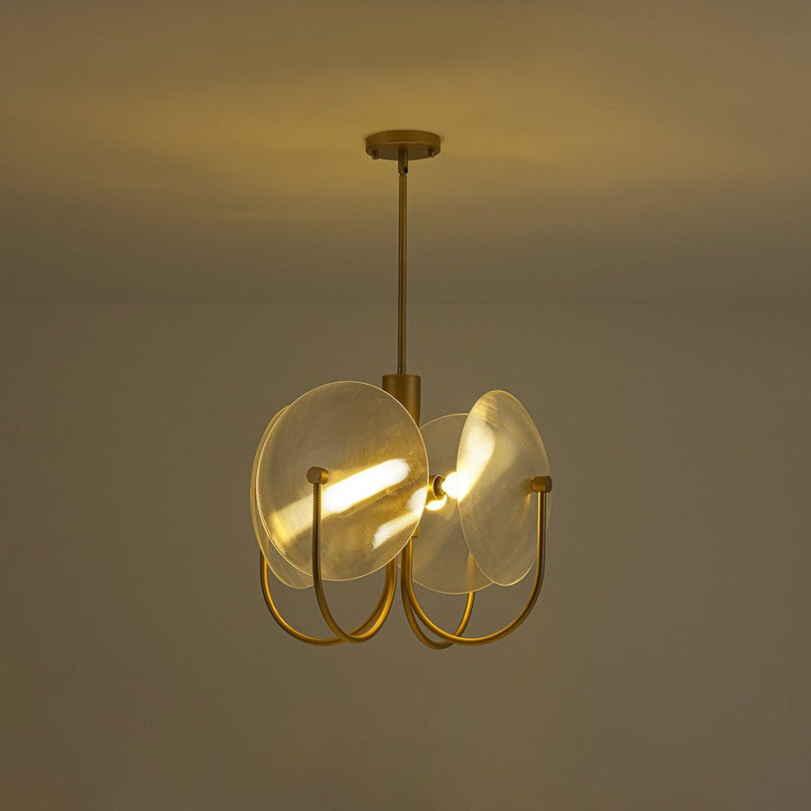 Farmhouze Light - Scandinavian 4 - Light Milky Glass Saucer Sputnik Chandelier - Chandelier - Ribbed Glass - 