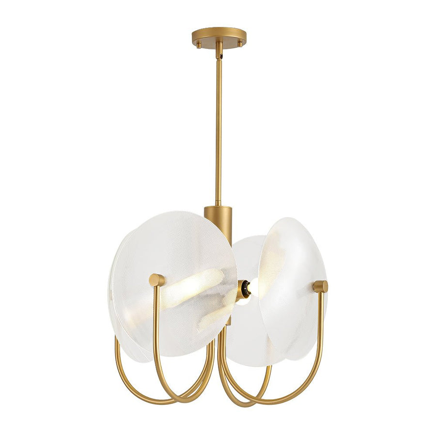 Farmhouze Light - Scandinavian 4 - Light Milky Glass Saucer Sputnik Chandelier - Chandelier - Ribbed Glass - 