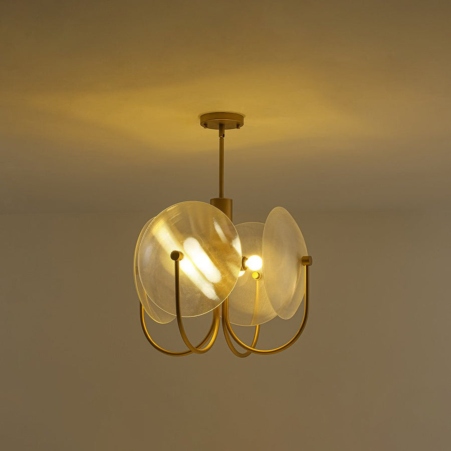 Farmhouze Light - Scandinavian 4 - Light Milky Glass Saucer Sputnik Chandelier - Chandelier - Ribbed Glass - 