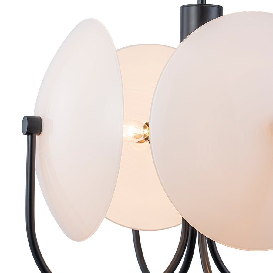 Farmhouze Light - Scandinavian 4 - Light Milky Glass Saucer Sputnik Chandelier - Chandelier - White Glass - 