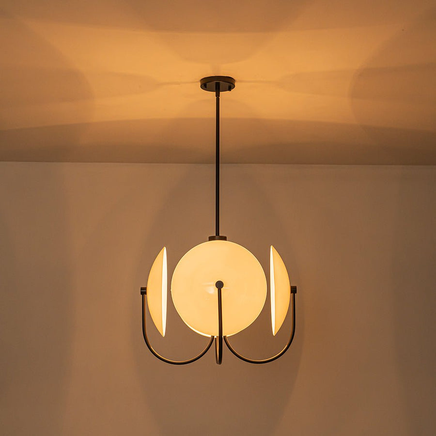 Farmhouze Light - Scandinavian 4 - Light Milky Glass Saucer Sputnik Chandelier - Chandelier - White Glass - 