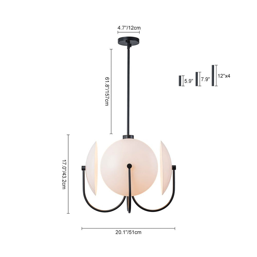 Farmhouze Light - Scandinavian 4 - Light Milky Glass Saucer Sputnik Chandelier - Chandelier - White Glass - 