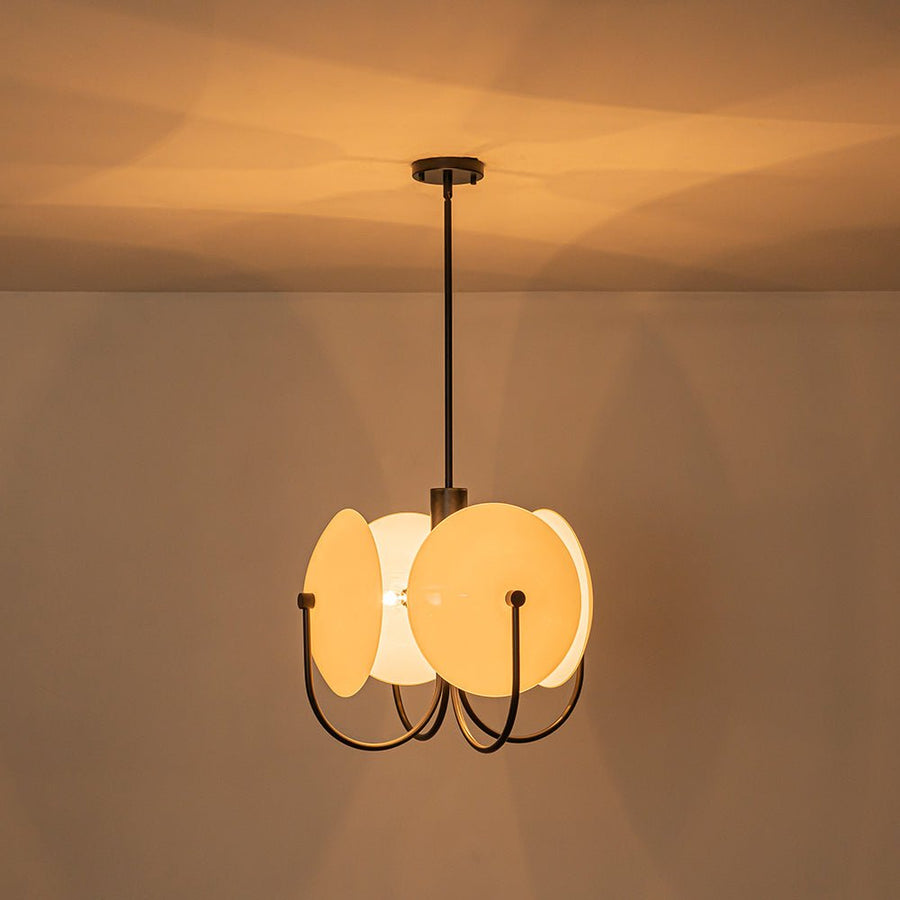 Farmhouze Light - Scandinavian 4 - Light Milky Glass Saucer Sputnik Chandelier - Chandelier - White Glass - 