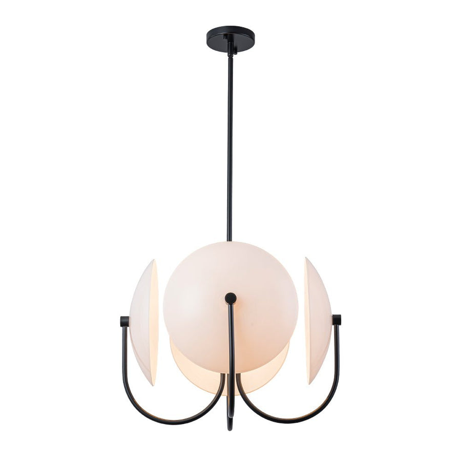 Farmhouze Light - Scandinavian 4 - Light Milky Glass Saucer Sputnik Chandelier - Chandelier - White Glass - 