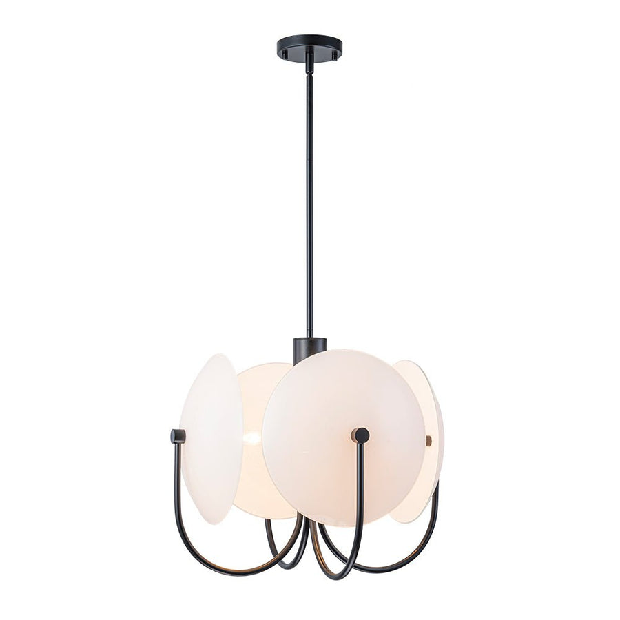 Farmhouze Light - Scandinavian 4 - Light Milky Glass Saucer Sputnik Chandelier - Chandelier - White Glass - 